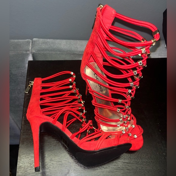 Bebe. Size 6. Red w faux diamonds. - Picture 1 of 5